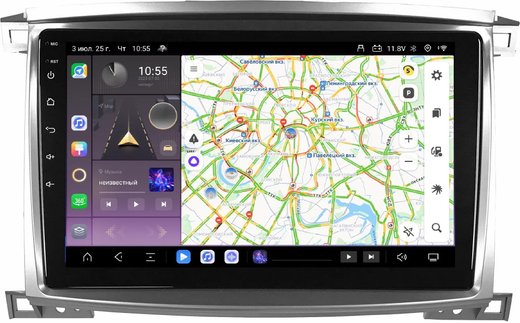 Магнитола для Toyota Land Cruiser 100, Lexus LX470 2002-2007 (климат на цветном экране) - Carmedia SF-1698-2 QLed, Android 13, TS20, CarPlay, SIM-слот