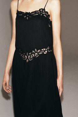 ZARA ПЛАТЬЕ МИДИ С КРУЖЕВОМ — ZW COLLECTION, ЧЕРНЫЙ