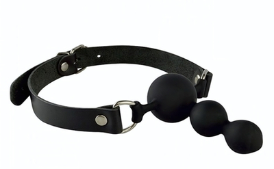 Силиконовый кляп-ёлочка на кожаных ремешках (Цвет: черный)