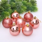 Новогодние шары 6 см (набор 24 шт) «Микс фактур», розовое золото