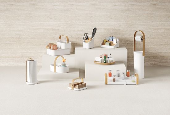 Держатель для бумажных полотенец bellwood, белый/натуральное дерево