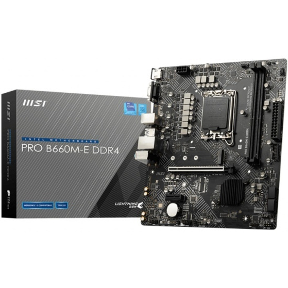 Материнская плата MSI PRO B660M-E DDR4 Socket 1700, Intel B660, 2xDDR4, PCI-E 4.0, 2xUSB 3.2 Gen1, VGA, HDMI, mATX