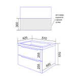 Комплект Azario Тумба LOTOS 50/2 510х425х570 подвесная, с раковиной Monte 50 белый гланцевый (CS00094662)
