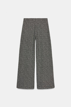 ZARA БРЮКИ ИЗ ТКАНЕВОЙ СТРУКТУРЫ, БЕЛЫЙ/ЧЕРНЫЙ