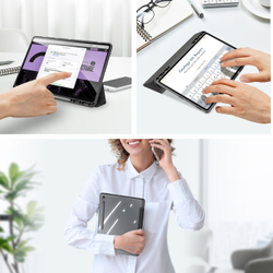 Чехол книжка черного цвета от Dux Ducis для Samsung Galaxy Tab S10 FE Plus, серия Toby Series Case, с функцией пробуждения и сна