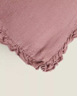 ZARA HOME ЛЬНЯНОЙ ЧЕХОЛ ДЛЯ ДЕКОРАТИВНОЙ ПОДУШКИ, БОРДОВЫЙ