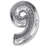 Шар фольгированный Цифра 9 85 см (Серебряный)