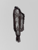 Блузка AYA collection однотонная кружевная на пуговицах с рюшами