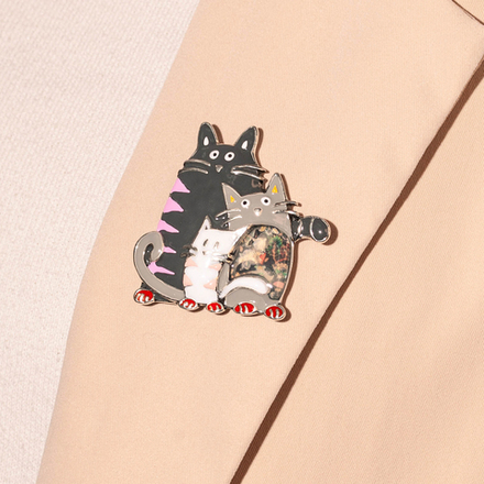 Брошь Shadore Котики XZ2051.2 BW/S