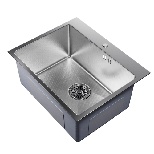 Мойка настол.монтаж 53х43 (3,0) вып 3 1/2  MIXLINE PRO 22см с сифоном (сатин НАНО декор)