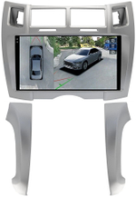 Магнитола для Toyota Vitz 2, Yaris 2 2005-2011 (рамка серебро тип 2) - Teyes CC3-2K-360 на Android 10, 2K QLED, 6Гб+128Гб, CarPlay, 4G SIM-слот, 4 камеры в комплекте