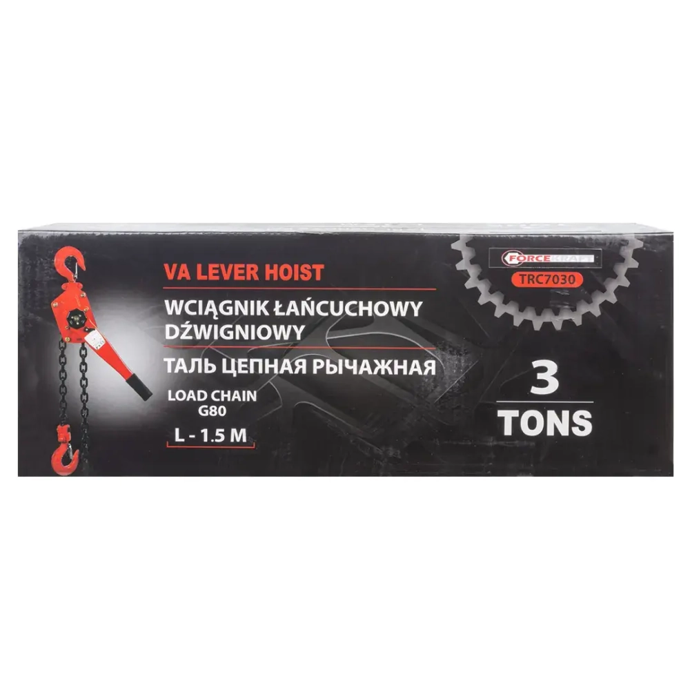 Лебедка подвесная трещоточная 3т (длина цепи - 1.5м) FORCEKRAFT FK-TRC7030