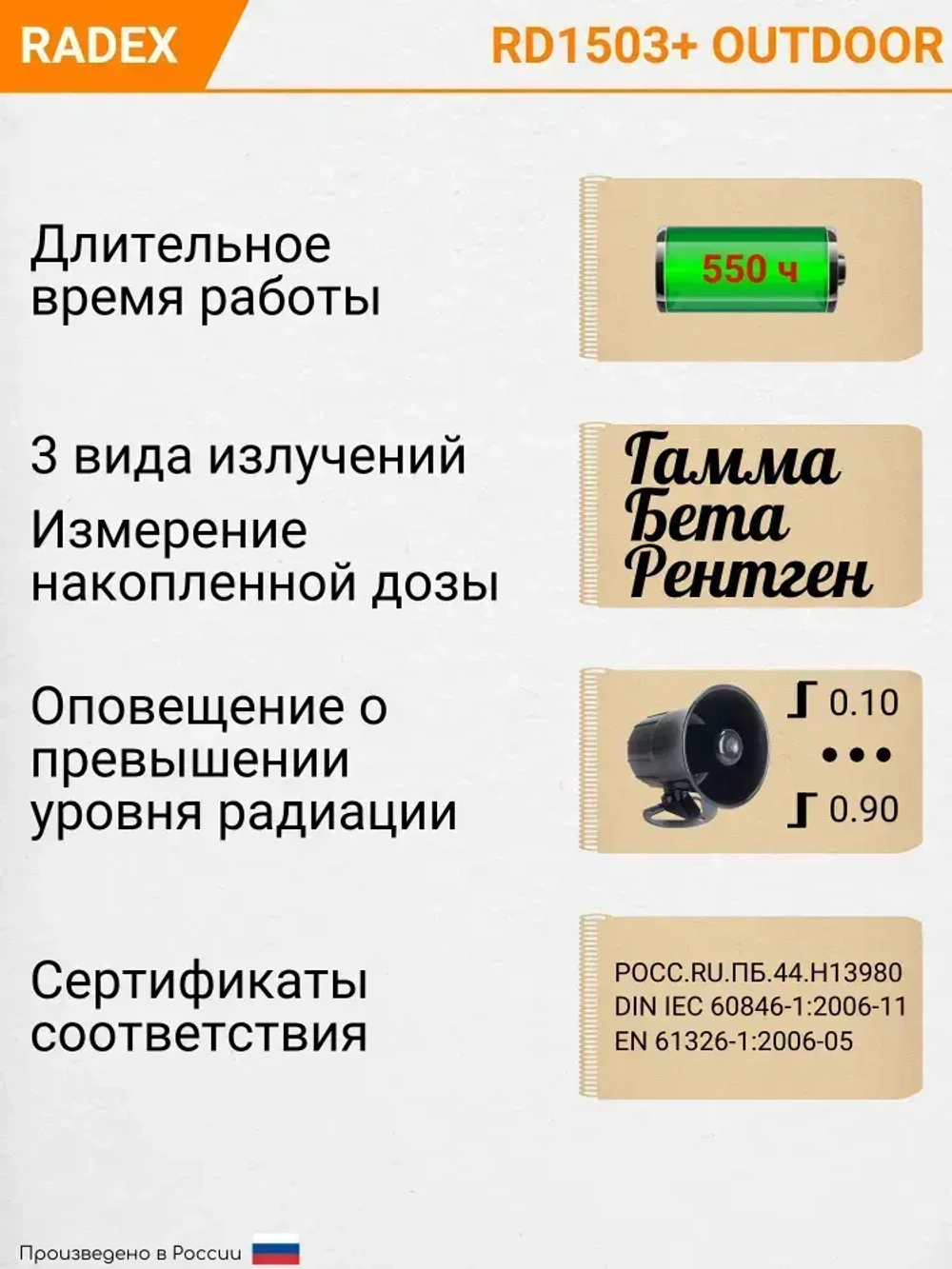 Дозиметр радиации RADEX RD1503+ OUTDOOR / Счетчик гейгера / Радиометр