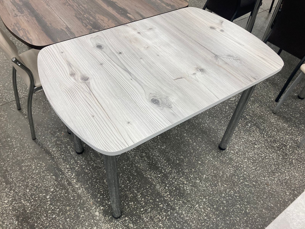 Стол неразд Пластиковый подстолье прямое хром пояс белый бискайская сосна