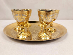 Набор рюмок с блюдцем на 6 персон Златоуст