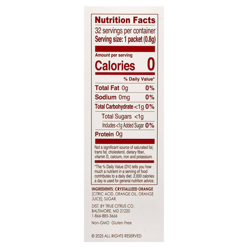 True Citrus, True Orange, кристаллизованный апельсин, 25,6 г (0,90 унции)