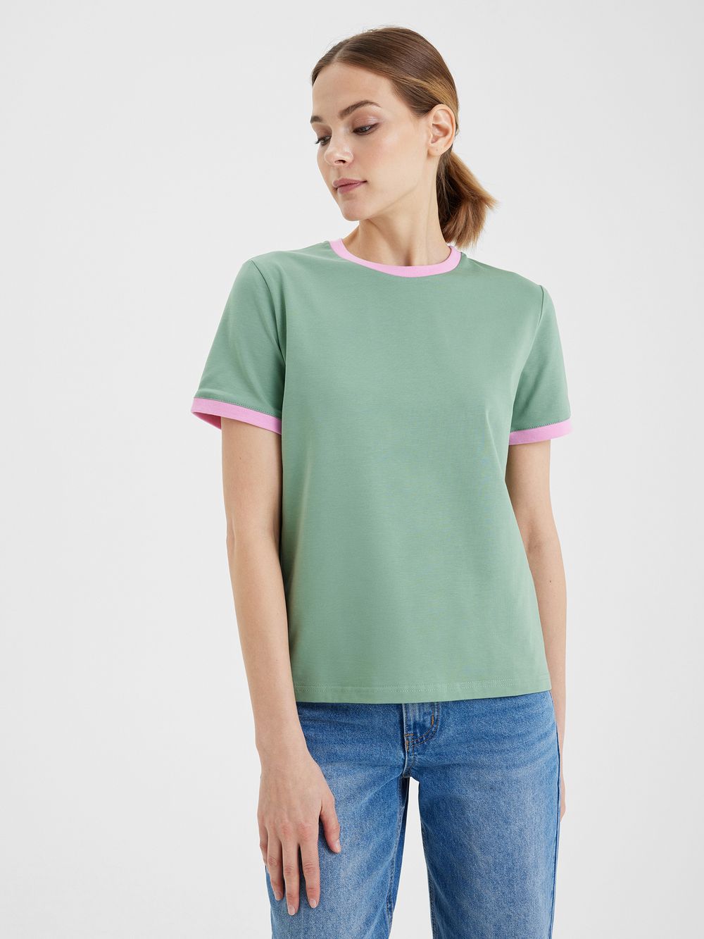 Женская футболка эвкалипт/розовый - folly dot.