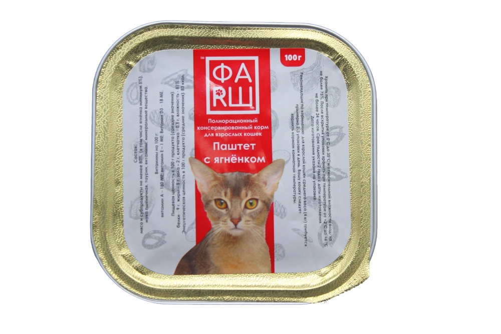 ФАRШ Консервированный корм для кошек, паштет с ягненком, 100 г