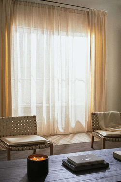 ZARA HOME XL ЛЬНЯНАЯ ЗАНАВЕСКА, СВЕТЛО-БЕЖЕВЫЙ