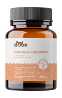 FeelGOOD Пивные дрожжи с биотином витаминизированное лакомство для кошек и собак 60 табл.