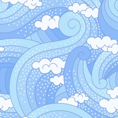 Волны с облаками. Ультрамарин