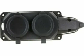 Розетка двухместная K-2e-B-IP44 ЭРА Колодка каучуковая с/з 2гн 16А IP44 черная Б0044544