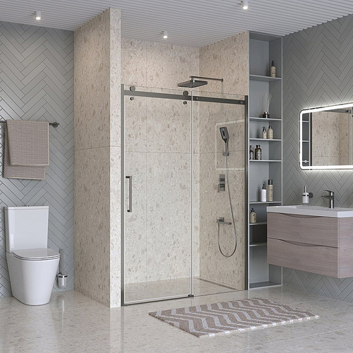 Душевая дверь BelBagno MARINO-2-BF-1 150 стекло прозрачное/профиль оружейная сталь