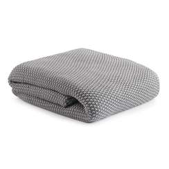 Плед из стираного хлопка серого цвета Essential, 130х180 см