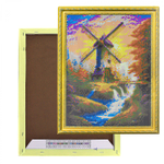 Алмазная мозаика Alingar, на подрамнике, с полным заполнением, (глянц) дизайн рамка, 30х40 см, 20 цветов, "Мельница"