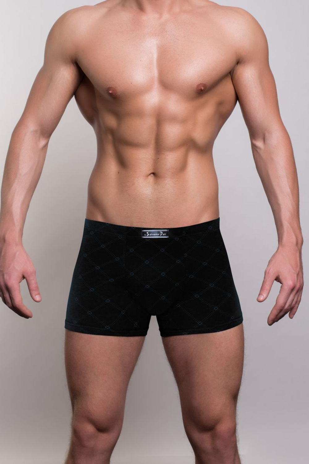 Мужские трусы-боксеры с узором в виде крупной сетки (Размер: XL) (Цвет: черный)