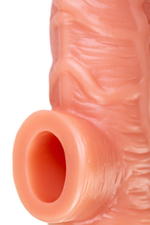 Телесная насадка на фаллос с отверстием для мошонки Cock Sleeve 001 Size L - 17,6 см. (Цвет: телесный)