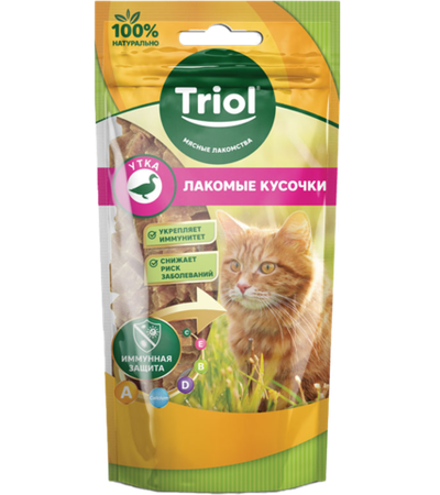 Лакомство для кошек «Лакомые кусочки из утки», 40гр., Triol