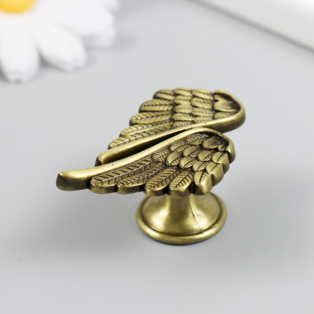 Ручка для шкатулки металл "Крылья ангела" бронза