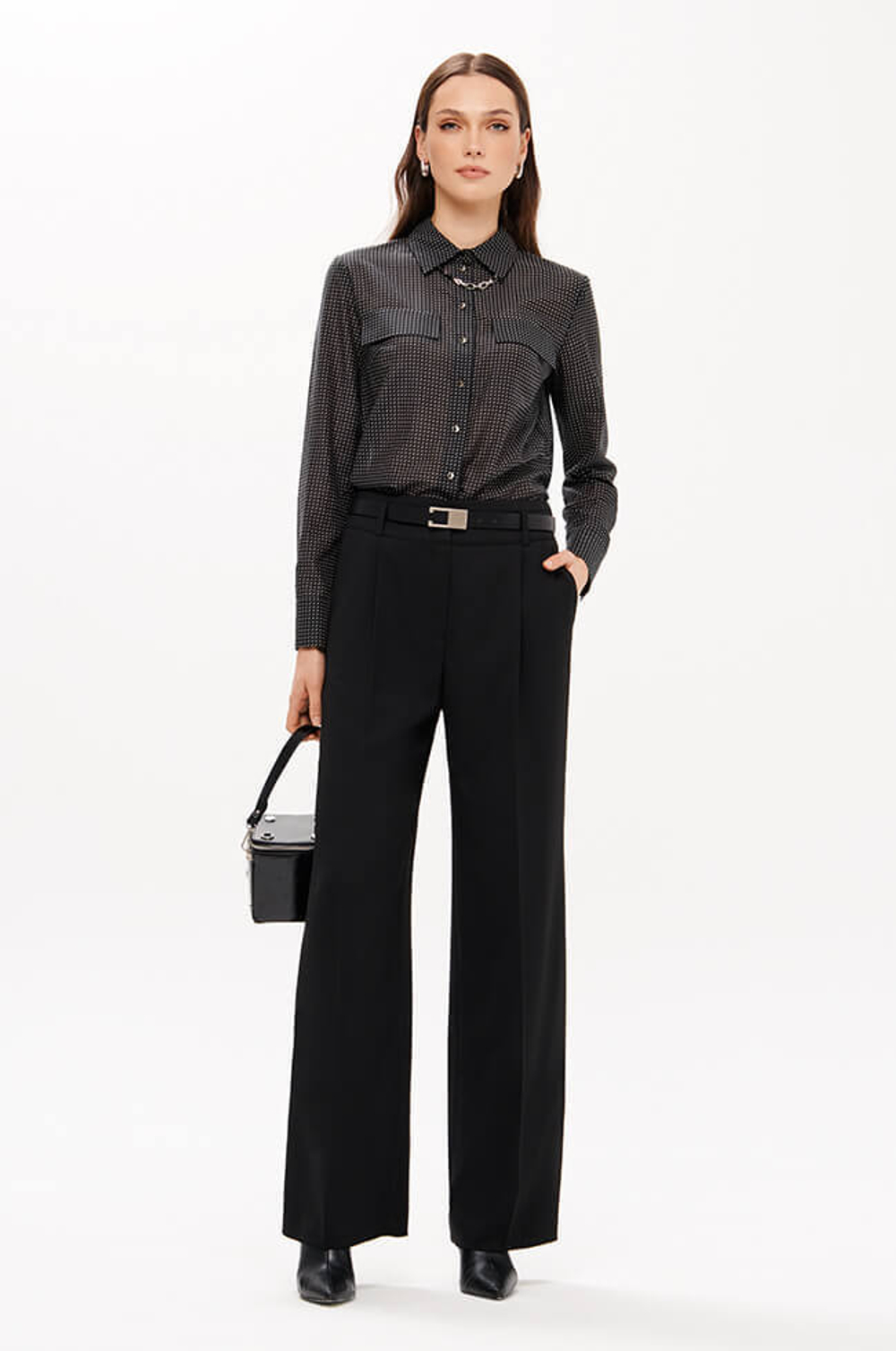 23367 Блузка женская (черный принт)