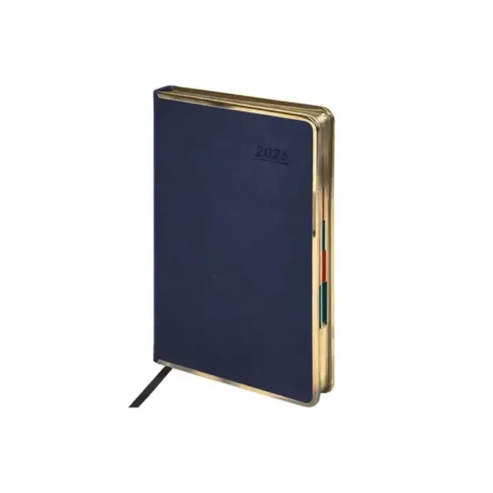 Ежедневник датированный 2026 А5 148х218 мм, GALANT "Infinity Gold", под кожу, темно-синий, 117503