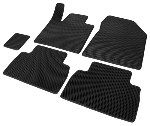 Коврики в салон автомобиля AutoFlex EVA (ЭВА, ЕВА) Business для Hyundai Santa Fe IV поколение (5 мест) 2018-2021, 5 частей, с крепежом, 3230401