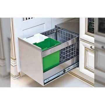 Ведро для мусора (2х10л + сетка 24л) выдвижное, сталь нержавеющая