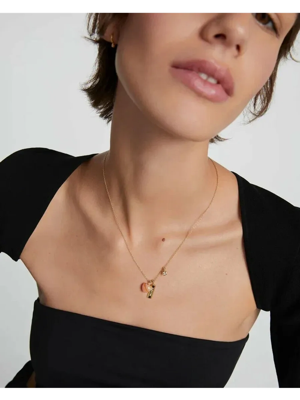 Подвеска-шарм Orange Agate Heart серебро 925 пробы покрытое золотом