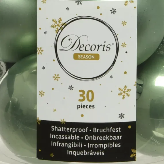 Набор пластиковых шаров Стиль mix, цвет шалфея, 30 шт., Kaemingk (022908)