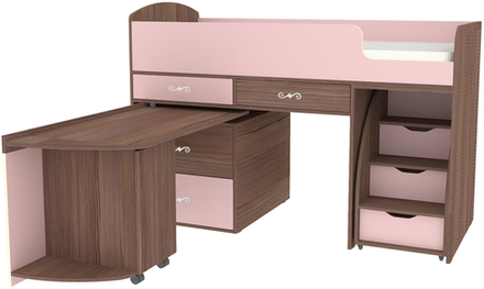 Кровать-чердак КарИВи Малыш 6 Бодего Темный Розовый