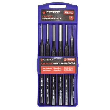 Набор выколоток, 6пр.(1.5х150мм,4х150мм,6х150мм,3х150мм,5х150мм,8х150мм),в пластиковом футляре Forsage F-50613XL