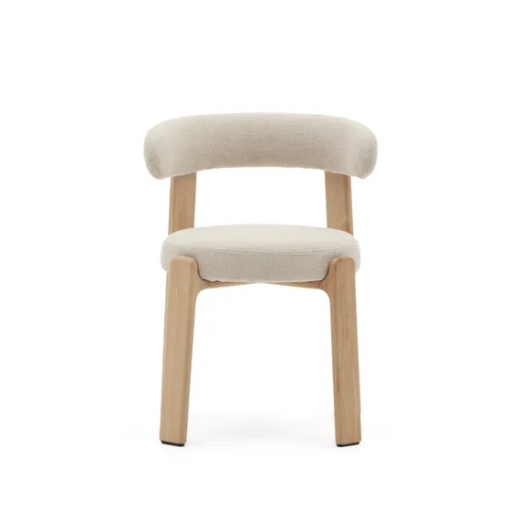 Стул Granite на 4 ножках, бежевый шенилл, массив ясеня в натуральном цвете