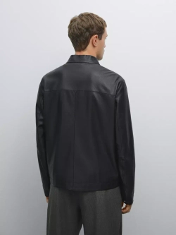 Massimo Dutti Куртка из овечьей кожи наппа, черный