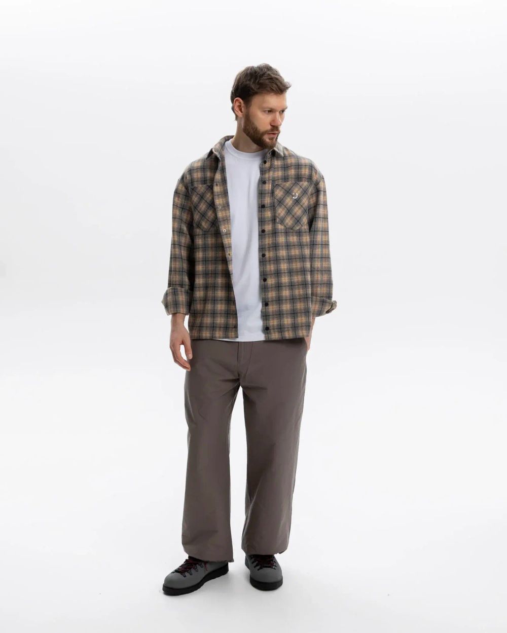 Рубашка Outerkit Timber серый/бежевый