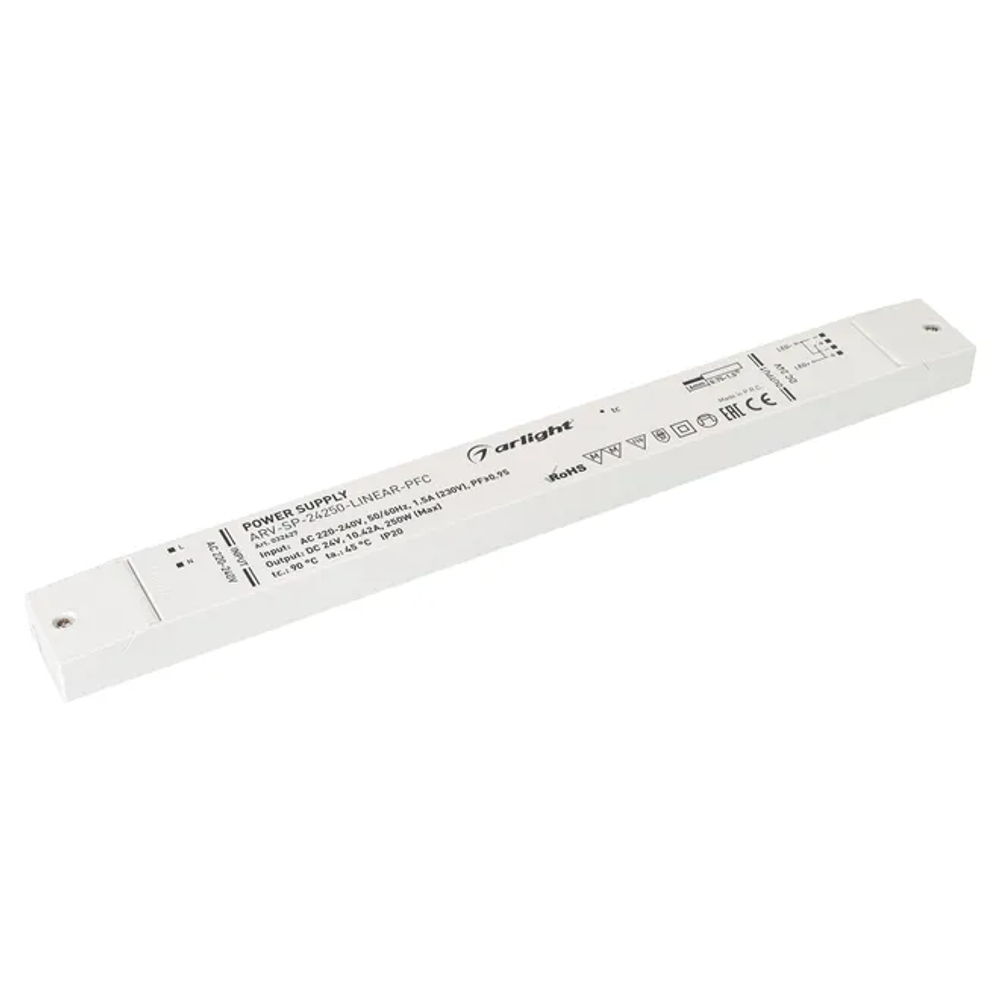 Блок питания ARV-SP-24250-LINEAR-PFC (24V, 10.42A, 250W) (Arlight, IP20 Пластик, 5 лет) 032627