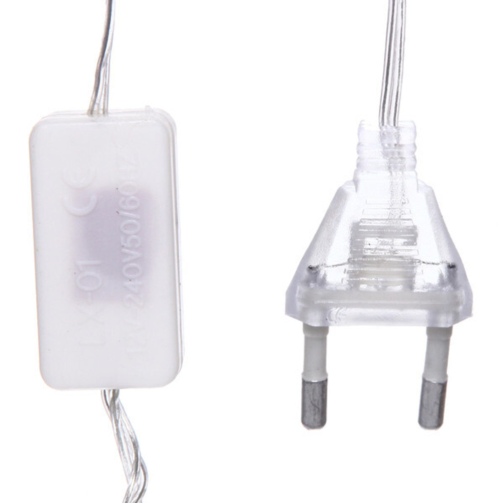 Гирлянда для дома 2,5м 12 ламп LED с насадками СЕРДЦЕ, прозрач.пров., авторежим.,IP-20 RG/RB