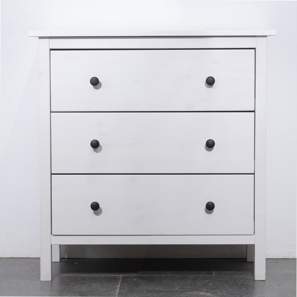 Комод, 78х38х80, Хермес, белый, с 3 ящиками, комод на ножках для одежды и игрушек, из массива дерева, IKEA