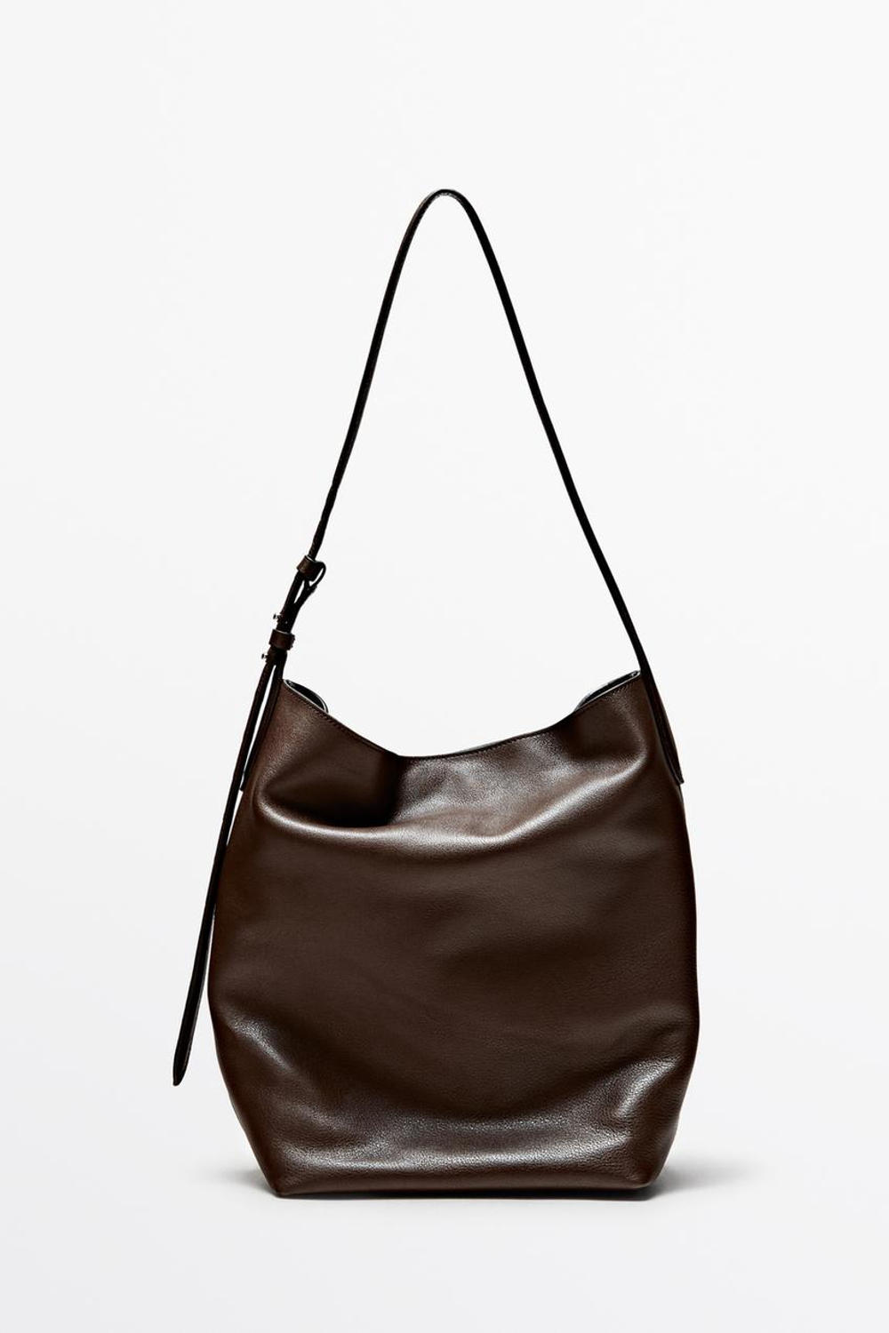 Massimo Dutti Сумка-мешок из кожи наппа, коричневый