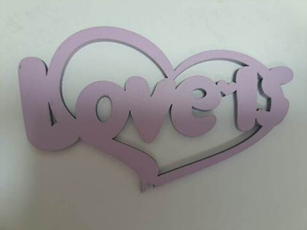 Топпер деревянный "Love is" сиреневый