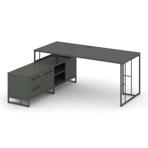 Rift Direct Стол руководителя на опорной тумбой RF.SRT-25 (L) Антрацит NEW/Металл Антрацит NEW/Черны